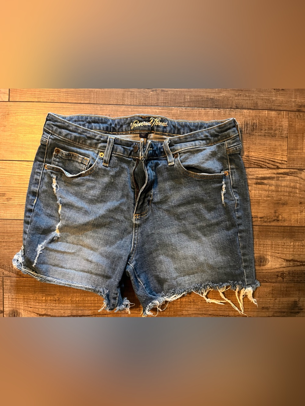 Universal Thread Distressed Dark Blue Denim Shorts